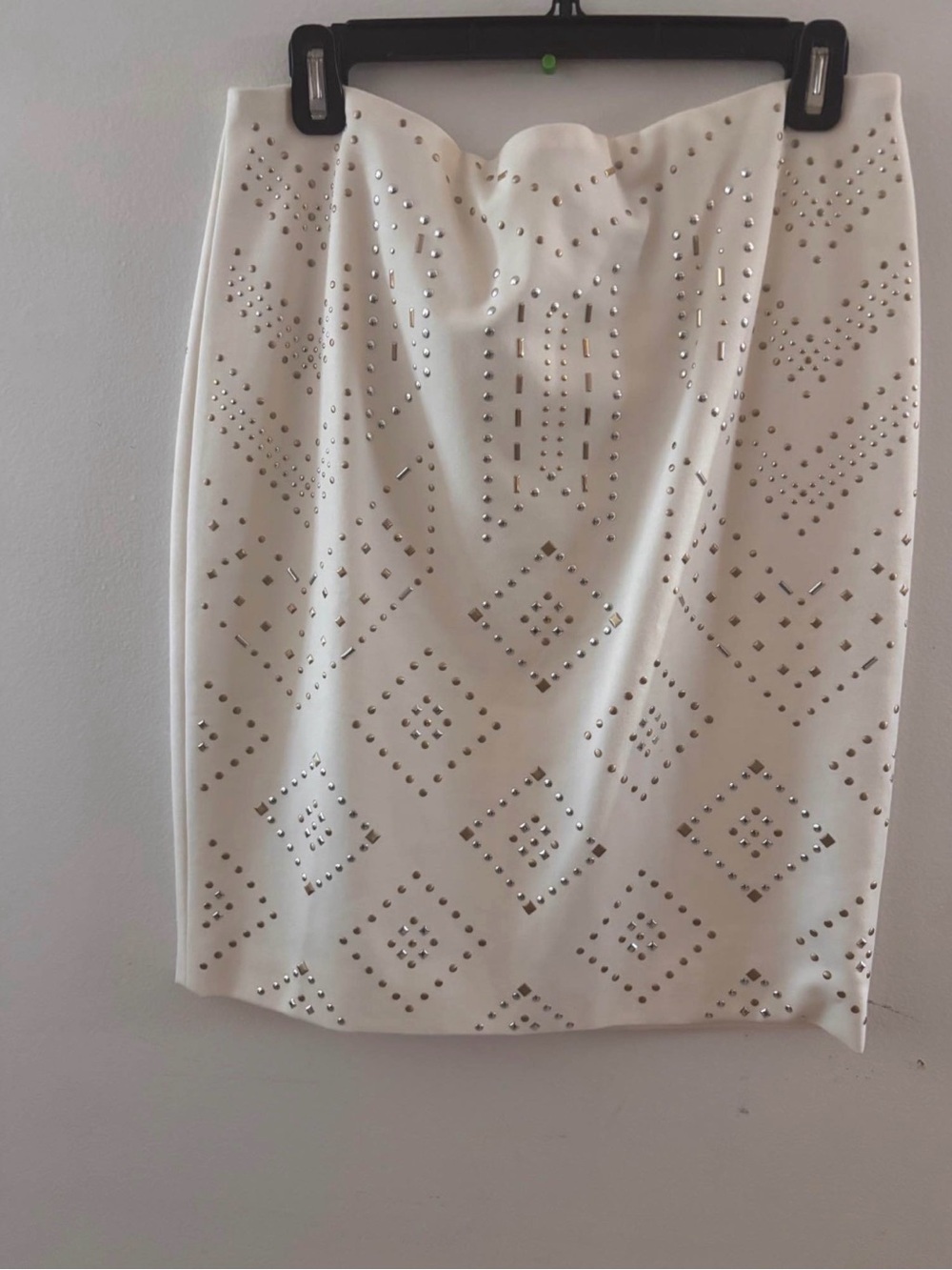 White Studded Pencil Skirt
